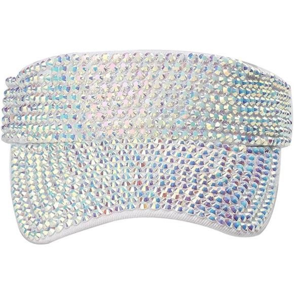 Shiny Rhinestones Sport Sun Visor Adjustable Summer Cap Visor Caps for Women Men - Picture 5 of 6